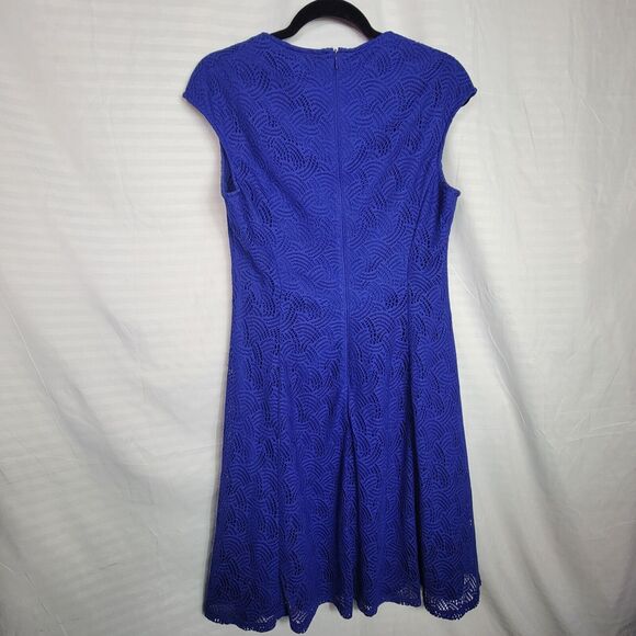 Liz Claiborne Blue Short Cap Sleeve Crochet Lace Dress Women's Size 6 - Picture 7 of 11